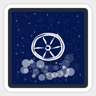 wheel, tires, traffic, transportation, road, travel, automotive, technology, light, universe, cosmos, galaxy, shine, concept Sticker